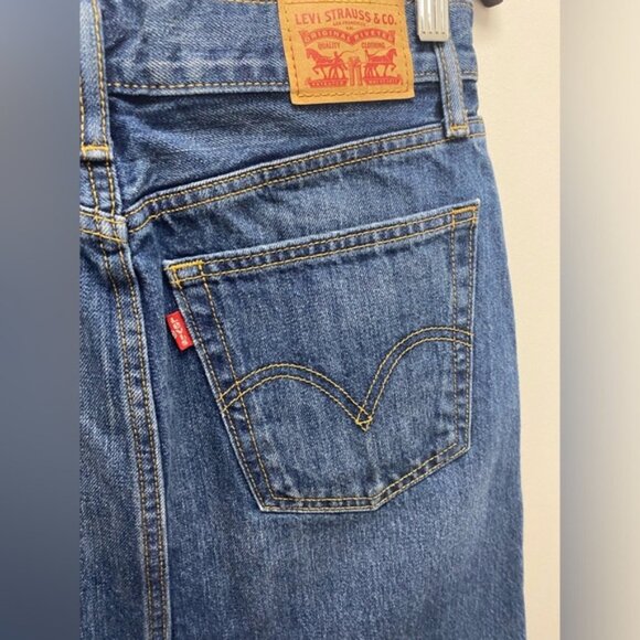 Levis Blue A-Line Mini Skirt Casual Size 26 - Picture 4 of 6